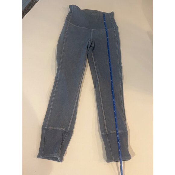 Lululemon Blue High-Waisted Ribbed Ankle Leggings Size 2 - Picture 1 of 6